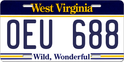 WV license plate OEU688
