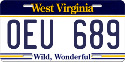WV license plate OEU689