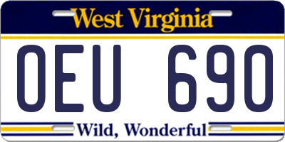 WV license plate OEU690