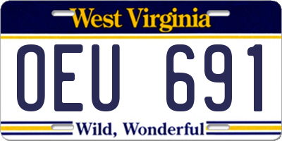 WV license plate OEU691