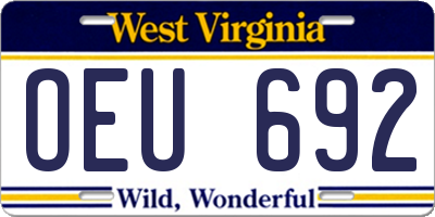 WV license plate OEU692