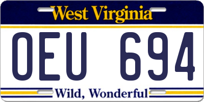WV license plate OEU694