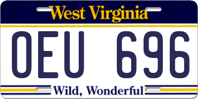 WV license plate OEU696