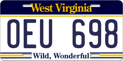 WV license plate OEU698