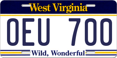 WV license plate OEU700