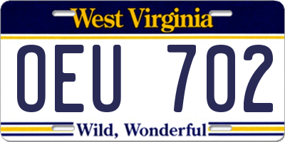 WV license plate OEU702