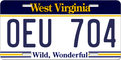 WV license plate OEU704
