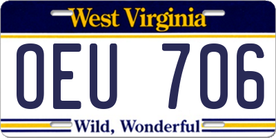WV license plate OEU706
