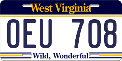 WV license plate OEU708