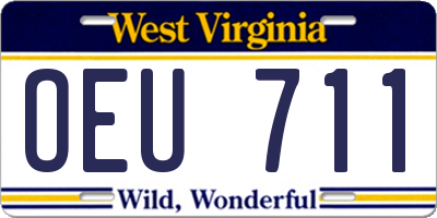 WV license plate OEU711
