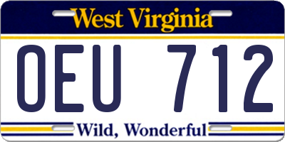 WV license plate OEU712