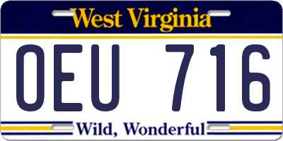WV license plate OEU716