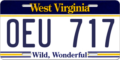 WV license plate OEU717