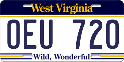 WV license plate OEU720