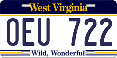 WV license plate OEU722