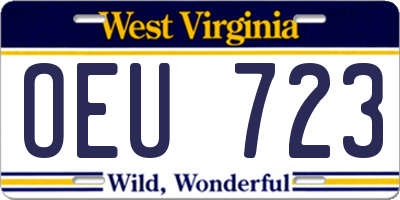 WV license plate OEU723
