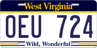 WV license plate OEU724