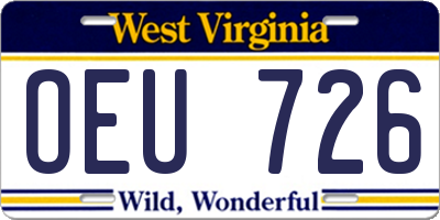 WV license plate OEU726
