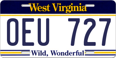 WV license plate OEU727
