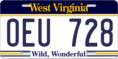 WV license plate OEU728