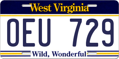 WV license plate OEU729
