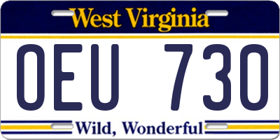 WV license plate OEU730