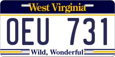 WV license plate OEU731