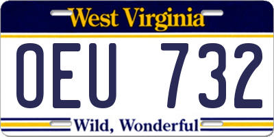WV license plate OEU732