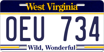 WV license plate OEU734