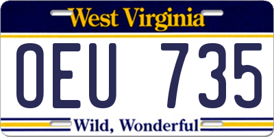 WV license plate OEU735