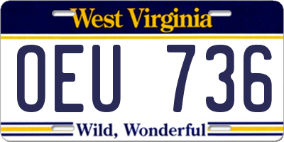 WV license plate OEU736