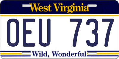 WV license plate OEU737