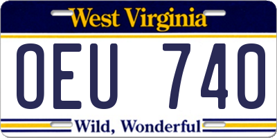 WV license plate OEU740