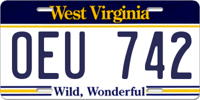 WV license plate OEU742