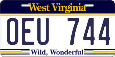 WV license plate OEU744