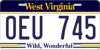 WV license plate OEU745