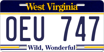 WV license plate OEU747