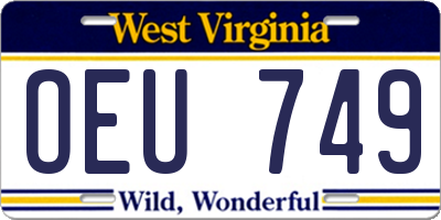 WV license plate OEU749