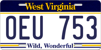 WV license plate OEU753