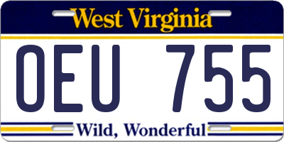 WV license plate OEU755
