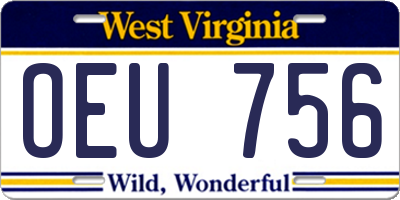 WV license plate OEU756