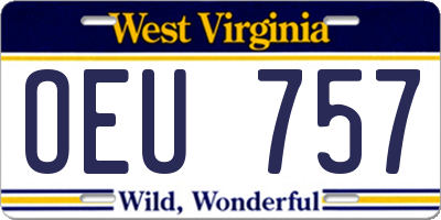 WV license plate OEU757