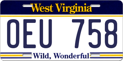 WV license plate OEU758