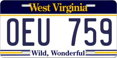 WV license plate OEU759