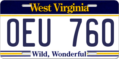 WV license plate OEU760