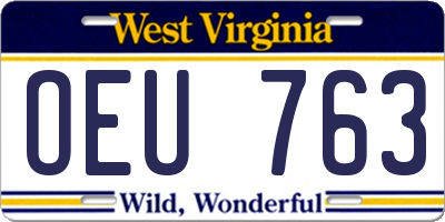 WV license plate OEU763