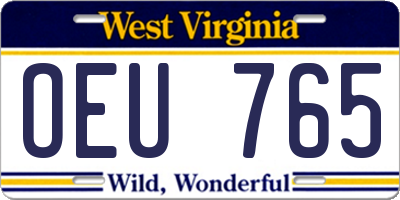 WV license plate OEU765
