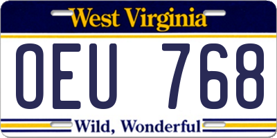 WV license plate OEU768