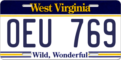 WV license plate OEU769