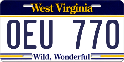 WV license plate OEU770